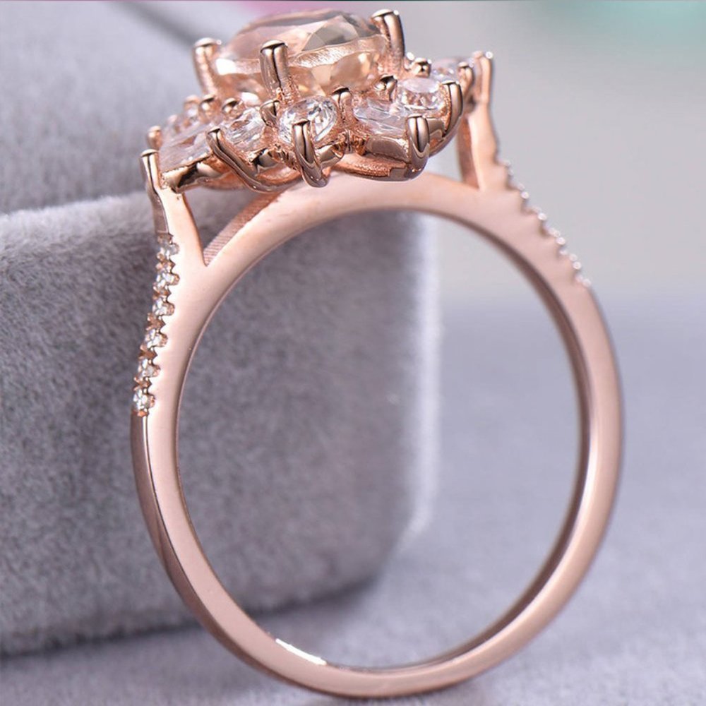 🎀Sweet Super Dainty Sun Flower Oval Gemstone CZ Rings for Women,  EVGG1131 - Picture 4 of 6